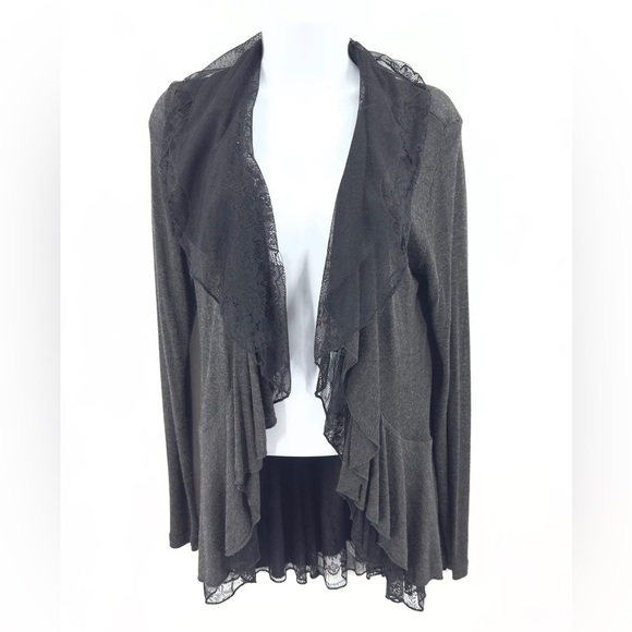 Vintage Cache Open Front Lace Drape Cardigan Womens Size M Gray Whimsigoth Fairy - Picture 1 of 10